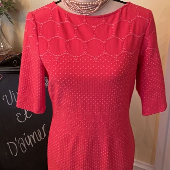 #OfficeSiren 💃 *JULIA JORDAN* Sz 8 Coral Body-con Midi DRESS - Picture 2 of 10